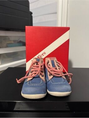 Kickers Blue and Pink Baby Walker Boots